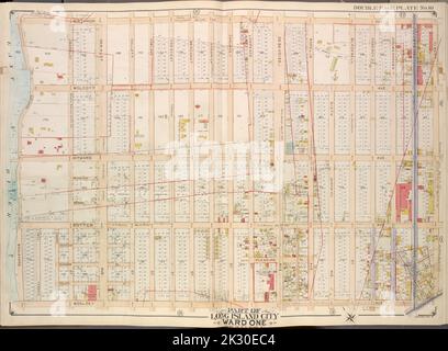 Cartografica, Mappe. 1908 - 1912. Lionel Pincus e Princess Firyal Map Division Queens, Vol. 2, Double Page Plate No. 10; parte di Long Island City Ward One (parte di Old Ward 5); Mappa delimitata da Winthrop Ave., Albert St., Flushing Ave.; inclusa Woolsey Ave., Boulevard Foto Stock