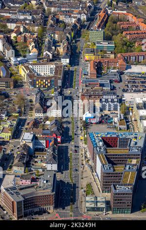 Veduta aerea, Unionviertel Rheinische Straße, Dortfelder Brücke, Dortmund, zona della Ruhr, Renania settentrionale-Vestfalia, Germania, DE, Europa, tassa di proprietà, Immob Foto Stock