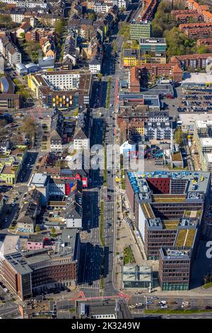 Veduta aerea, Unionviertel Rheinische Straße, Dortfelder Brücke, Dortmund, zona della Ruhr, Renania settentrionale-Vestfalia, Germania, DE, Europa, tassa di proprietà, Immob Foto Stock