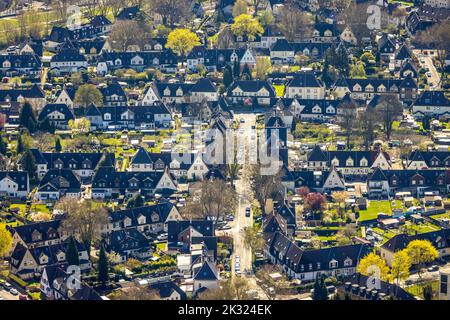 Veduta aerea, insediamento delle miniere di carbone Oberdorstfeld con Karlsglückstraße, Dortfeld, Dortmund, Ruhr, Renania settentrionale-Vestfalia, Germania, settl dei lavoratori Foto Stock