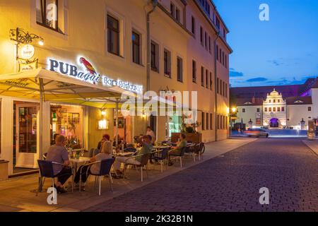 Freiberg: Schloss Freudenstein Castello, pub a Sachsen, Sassonia, Germania Foto Stock