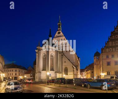 Freiberg: Piazza Untermarkt, Cattedrale in , Sachsen, Sassonia, Germania Foto Stock