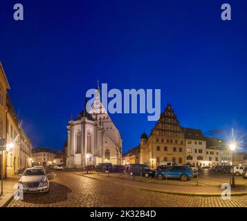 Freiberg: Piazza Untermarkt, Cattedrale in , Sachsen, Sassonia, Germania Foto Stock