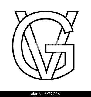 Logo gv icona vg, lettere interlacciate nft, g v Illustrazione Vettoriale