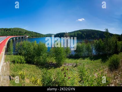 Neuhausen (Erzgebirge): Bacino idrico di Rauschenbach a Erzgebirge, Monti ore, Sachsen, Sassonia, Germania Foto Stock