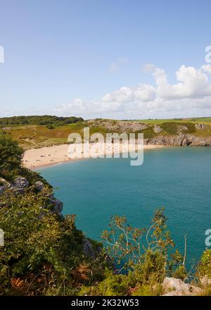 Barafundle Bay a Pembrokeshire è ampiamente considerata come una delle spiagge più belle in Gran Bretagna Foto Stock