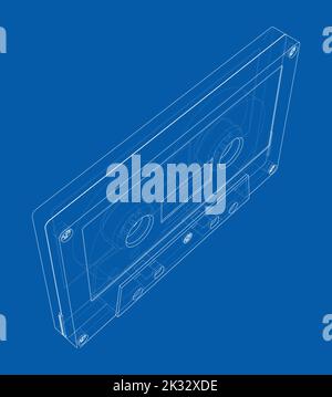 Nastro a cassetta. Rappresentazione vettoriale di 3D Illustrazione Vettoriale