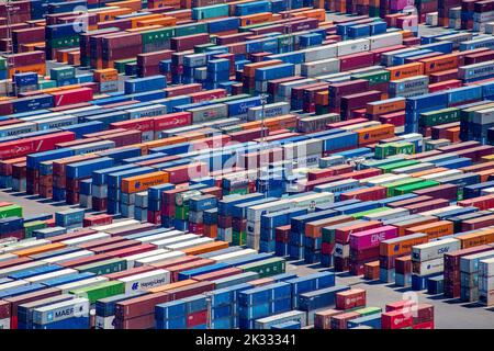Contenitore porta a Barcellona, Spagna Foto Stock