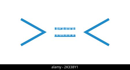 meno di più di e simbolo uguale in matematica. simboli di disuguaglianza Illustrazione Vettoriale