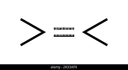 meno di più di e simbolo uguale in matematica. simboli di disuguaglianza Illustrazione Vettoriale
