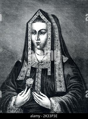 Elisabetta di York, moglie di Enrico VII, XIX secolo incise il ritratto della regina Tudor Foto Stock