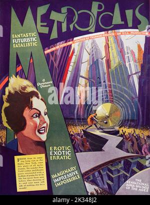 Poster originale del film d'epoca per - Metropolis , 1927 film drammatico di fantascienza espressionista tedesco diretto da Fritz Lang Foto Stock