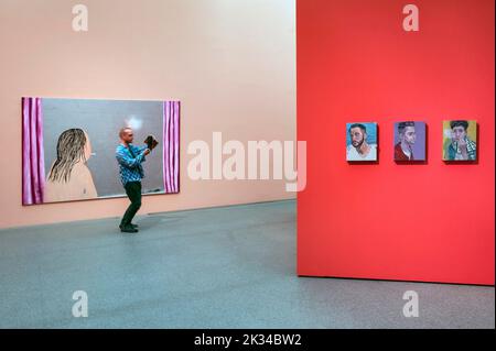 Mostra 'Feeling', Pinakothek der moderne, Monaco, Baviera alta, Baviera, Germania Foto Stock