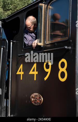 No.4498 Sir Nigel Gresley in Goathland stazione sulla North Yorkshire Moors Railway al gala annuale di vapore. Foto Stock