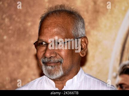 Mumbai, Maharashtra, India. 24th Set, 2022. Il regista indiano mani Ratnam partecipa a una conferenza stampa del suo prossimo film 'PS-1' (Ponniyin Selvan) a Mumbai, India, 24 settembre 2022. (Credit Image: © Indranil Aditya/ZUMA Press Wire) Foto Stock