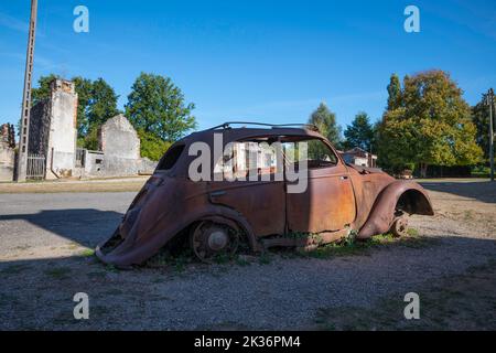 resti del villaggio francese di oradour sur glane dopo la seconda guerra mondiale Foto Stock