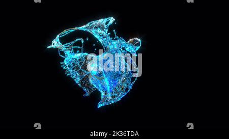 Abstract spruzzi d'acqua blu su nero super slow motion 1000 FPS 3D rendering Foto Stock