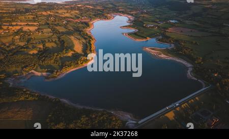 Veduta aerea del lago di Blagdon Foto Stock