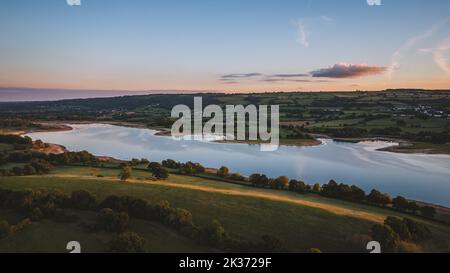 Veduta aerea del lago di Blagdon Foto Stock