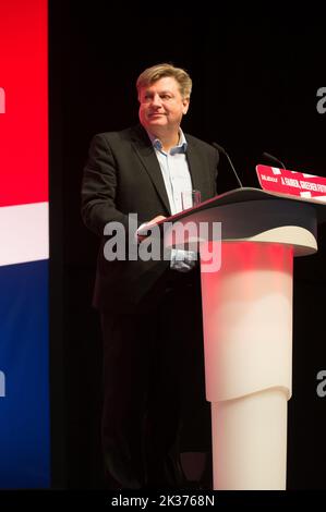 Liverpool, Regno Unito. 25th settembre 2022. David Evans Segretario generale, le conferenze del partito laburista si aprono oggi con un omaggio alla regina del HM, seguita da discorsi, MS Bank Arena Liverpool. (Terry Scott/SPP) Credit: SPP Sport Press Photo. /Alamy Live News Foto Stock