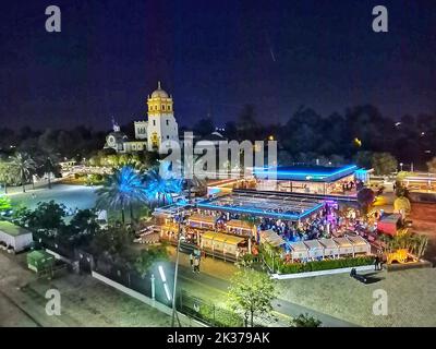 vista dal terminal delle navi da crociera di siviglia, siviglia, vita notturna di siviglia, siviglia fiasta, siviglia monument.seville,seville spagna, cettrodral di siviglia Foto Stock