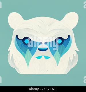 Adesivo astratto Yeti. Ritratto Bigfoot di colore beige. Illustrazione digitale Foto Stock