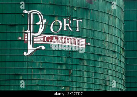 Serbatoi per acqua, Port Gamble, Washington Foto Stock