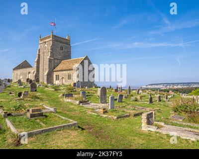 Vecchia chiesa di San Nicola, una chiesa dismessa ma ancora consacrata A Uphill Weston super Mare Somerset UK Foto Stock