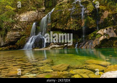 Cascate di Virje vicino a Bovec in Slovenia Foto Stock