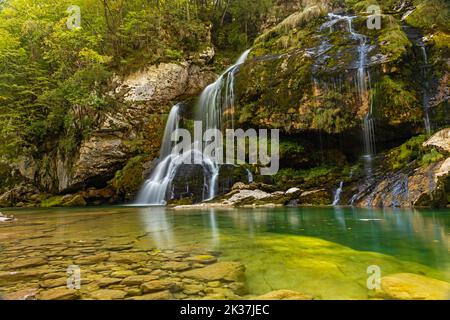 Cascate di Virje vicino a Bovec in Slovenia Foto Stock