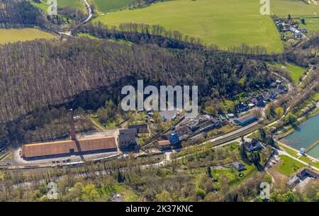 Veduta aerea, LWL-Industriemuseum Zeche Nachtigall, Bommern, Witten, zona della Ruhr, Renania settentrionale-Vestfalia, Germania, DE, Europa, fotografia aerea, Ort., O. Foto Stock