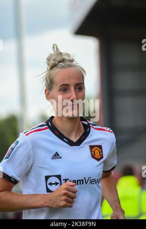 Londra, Regno Unito. 25th Set, 2022. Dagenham e Redbridge, Inghilterra, settembre 25 2022. Millie Turner (21 Manchester United) durante la partita di calcio della Barclays Womens Super League tra West Ham United e Manchester United al Victoria Road Stadium, Dagenham, Inghilterra. (Kevin Hodgson/SPP) Credit: SPP Sport Press Photo. /Alamy Live News Foto Stock