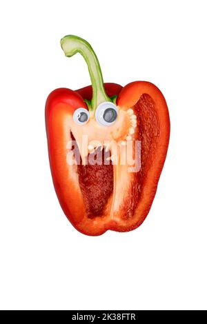Spoky Halloween Pepper facce con occhi Googly Foto Stock