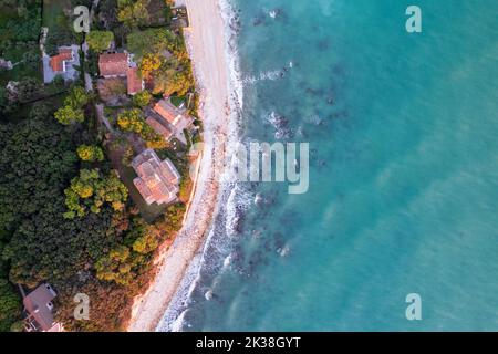 Veduta aerea di Portonovo nelle Marche in Italia Foto Stock