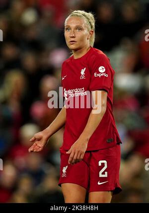 L'Emma Koivisto di Liverpool durante la partita della Super League delle Barclays Women ad Anfield, Liverpool. Data immagine: Sabato 24 settembre 2022. Foto Stock