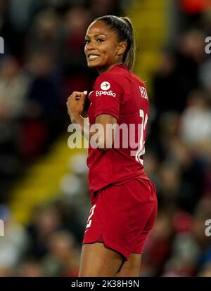 Taylor Hinds di Liverpool durante la partita della Super League delle donne di Barclays ad Anfield, Liverpool. Data immagine: Sabato 24 settembre 2022. Foto Stock