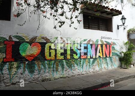 Amo il murale di Getsemani a Cartagena in Colombia Foto Stock