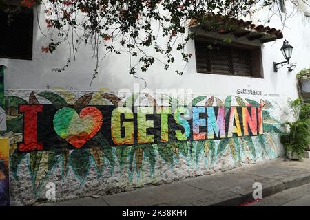 Amo il murale di Getsemani a Cartagena in Colombia Foto Stock