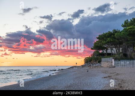 Veduta aerea di Portonovo nelle Marche in Italia Foto Stock