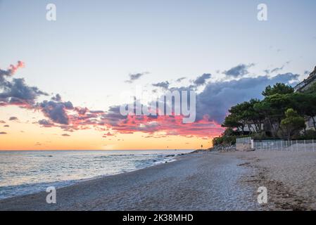 Veduta aerea di Portonovo nelle Marche in Italia Foto Stock