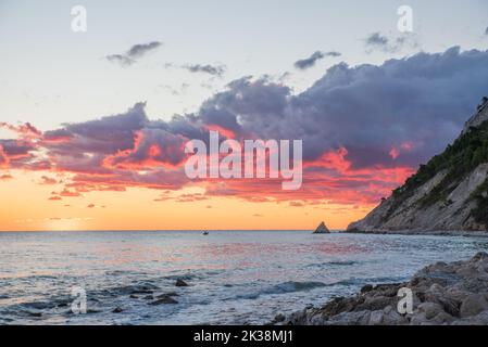 Veduta aerea di Portonovo nelle Marche in Italia Foto Stock