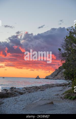 Veduta aerea di Portonovo nelle Marche in Italia Foto Stock