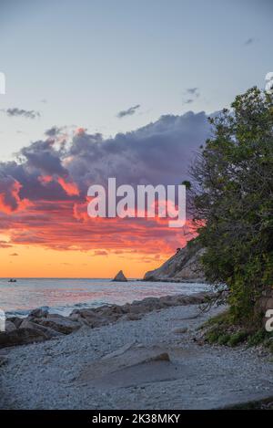 Veduta aerea di Portonovo nelle Marche in Italia Foto Stock