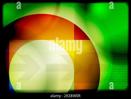 Sfondo astratto verde con anello colorato. Grafica raster Foto Stock