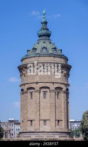 La Torre dell'acqua (Wasserturm), Mannheim, Germania. Foto Stock