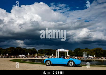 Talbot-Lago T26 GS Barchetta motto durante la 6th edizione del Chantilly Arts & Elegance - Richard Mille al Domaine du Château de Chantilly, dal 24 al 25 settembre 2025, a Chantilly, Francia - Foto Julien Delfosse / DPPI Foto Stock