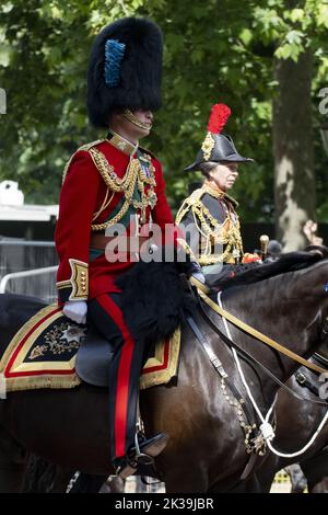 LONDRA, INGHILTERRA: Trooping the Colour. Il Platinum Jubilee di Elisabetta II si celebra dal 2 giugno al 5 giugno 2022 nel Regno Unito e nel Commonwealth per celebrare il 70th° anniversario dell'adesione della Regina Elisabetta II il 6 febbraio 1952. Con: Prince William dove: Londra, Regno Unito quando: 02 giu 2022 credito: Neil Lupin/WENN Foto Stock