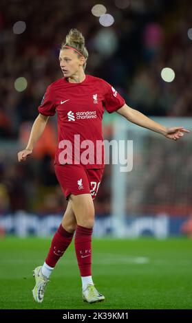 Liverpool, Regno Unito. 25th Set, 2022. Yana Daniels (#20 Liverpool) in azione durante la Barclays Womens Super League tra Liverpool ed Everton ad Anfield a Liverpool, Inghilterra. (James Whitehead/SPP) Credit: SPP Sport Press Photo. /Alamy Live News Foto Stock