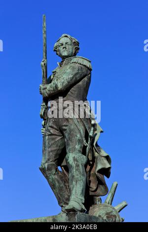 Statua di Michel Ney (1769-1815), 1st Duca di Elchingen, 1st Principe della Moskva e Maresciallo dell'Impero a Metz (Mosella), Francia Foto Stock
