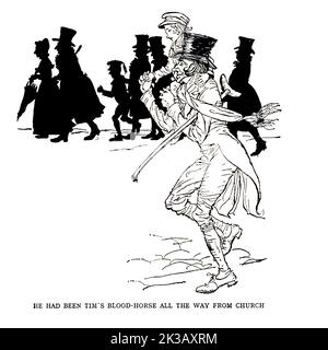 Era stato il cavallo di sangue di Tim fino alla chiesa illustrata da Arthur Rackham dal libro ' A Christmas carol ' di Charles Dickens, Pubblicazione data 1915 Editore Londra : William Heinemann ; Filadelfia : J.B. Lippincott Co.. Foto Stock